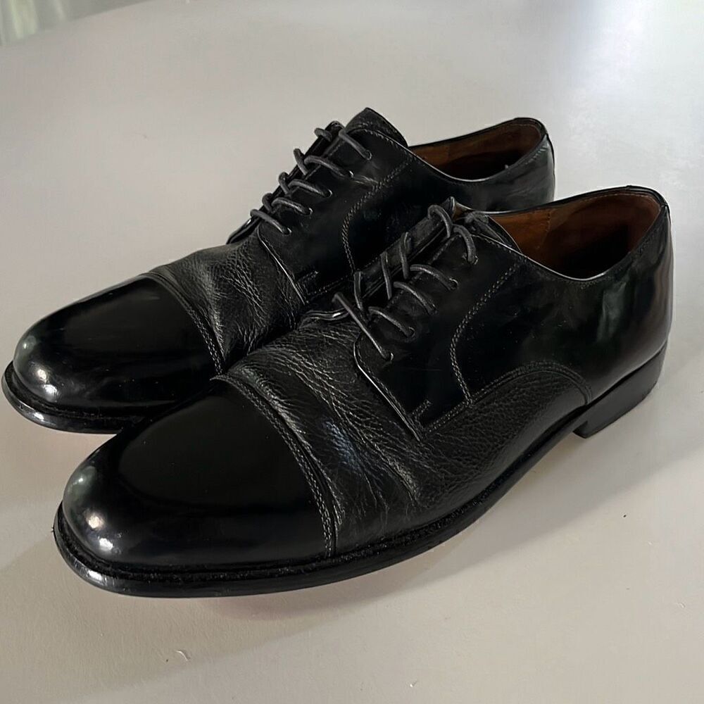 Bostonian Black Luxe Patent Leather Captoe Lace Up Dress Shoes Mens 11.5
